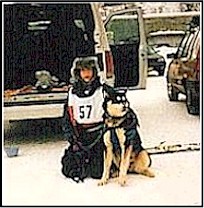 Jessica & Fang, before a race, Anchorage, 1997