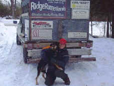 Sharon Curtice with her lead dog Ricki