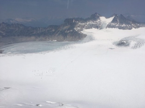 The Icefield Expeditions camp on Denver Glacier. (Claire Stremple/KHNS)
