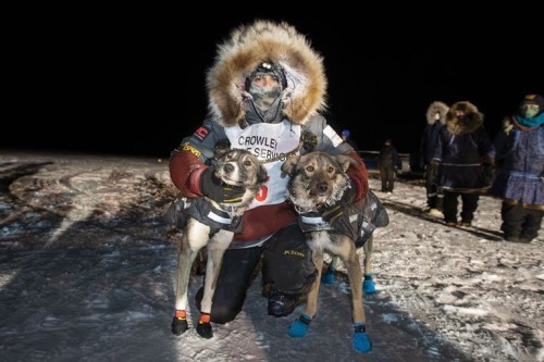 Aniak musher Richie Diehl is the winner of this year’s Bogus Creek 150 Sled Dog Race. He crossed the finish line at 4:58am early Sunday morning with a total elapsed time of 16 hours and 58 minutes. His lead dogs are Demi and Meyer. Photos by Greg Lincoln