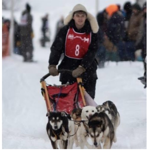 Courtesy Photo Christian Stevens, of Alpena, is seen at one of the dog-sled races in which he’s competed in this photo provided by the Muter Outdoor Fund.