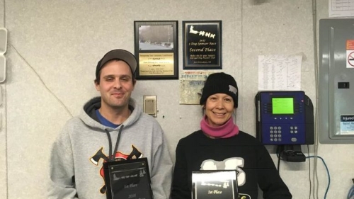 Buddy Streeper and Mel Rasmussen winners of the 12 and 6 Dog races this weekend in Fort Providence, NT. (Facebook) Buddy Streeper and Mel Rasmussen winners of the 12 and 6 Dog races this weekend in Fort Providence, NT. (Facebook)