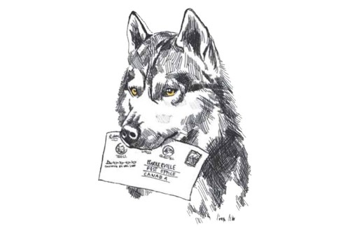 The artwork for the 2021 mail run was drawn by Sonja Maas, a German student who spent last winter in the Cariboo on a ranch which trains sled dogs. (Gold Rush Trail Sled Dog Mail Run) The artwork for the 2021 mail run was drawn by Sonja Maas, a German student who spent last winter in the Cariboo on a ranch which trains sled dogs. (Gold Rush Trail Sled Dog Mail Run)