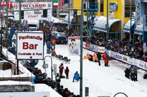 The 2020 Iditarod Trail Sled Dog Race held its ceremonial start in Anchorage on Saturday, March 7, 2020. (Joey Mendolia/Alaska Public Media) The 2020 Iditarod Trail Sled Dog Race held its ceremonial start in Anchorage on Saturday, March 7, 2020. (Joey Mendolia/Alaska Public Media)