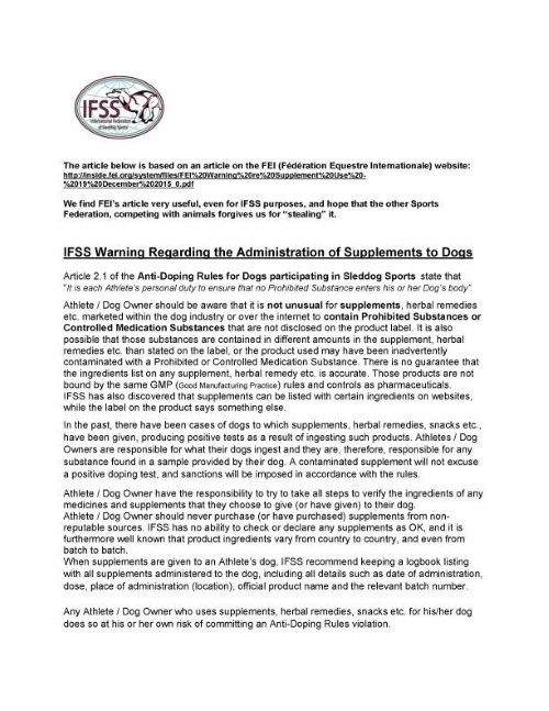 IFSS Supplement Statement