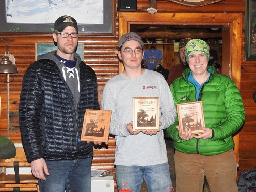 Musher Ryan Redington (center) is the winner of the 2019 Gunflint Mail Run sled dog race, held Jan. 5-6 in Cook County, Minn. He joined runner-up Ryan Anderson (left) and third-place finisher Erin Redington for a photo at Trail Center Lodge. Photo courtesy of Sarah Hamilton | Gunflint Mail Run Musher Ryan Redington (center) is the winner of the 2019 Gunflint Mail Run sled dog race, held Jan. 5-6 in Cook County, Minn. He joined runner-up Ryan Anderson (left) and third-place finisher Erin Redington for a photo at Trail Center Lodge. Photo courtesy of Sarah Hamilton | Gunflint Mail Run