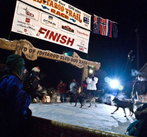 End of the trail, the Iditarod finish line in Nome/NPS photo