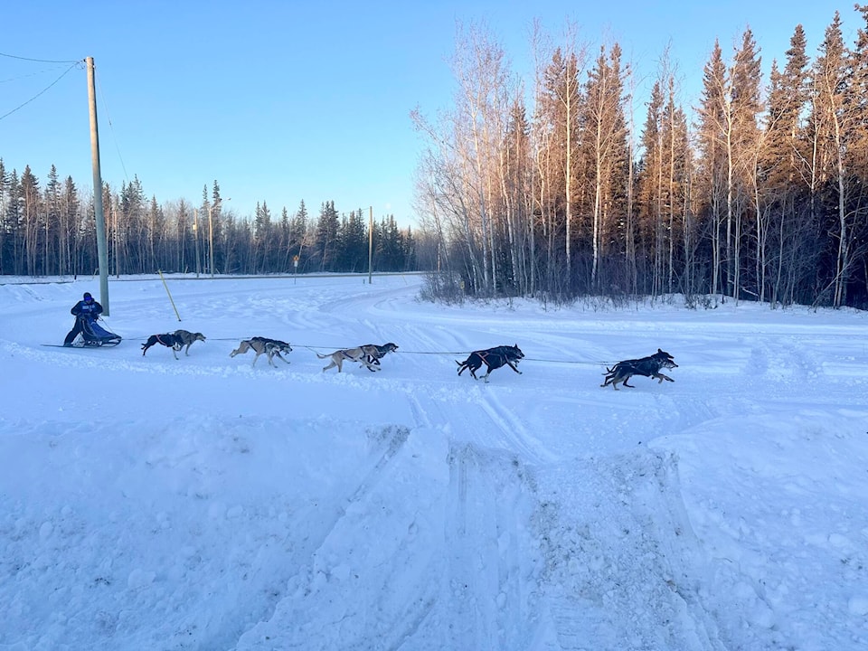 Anthony Beck drives his sled at the 2023 Deh Gah Sprint Sled Dog Races in Fort Providence in December 2023. Beck has only been able to compete in four races this winter due to weather conditions. | Photo courtesy of Anthony Beck, Article: Tom Taylor - NNSL Media